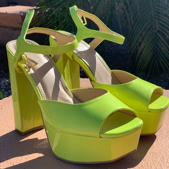 neon green platform heels